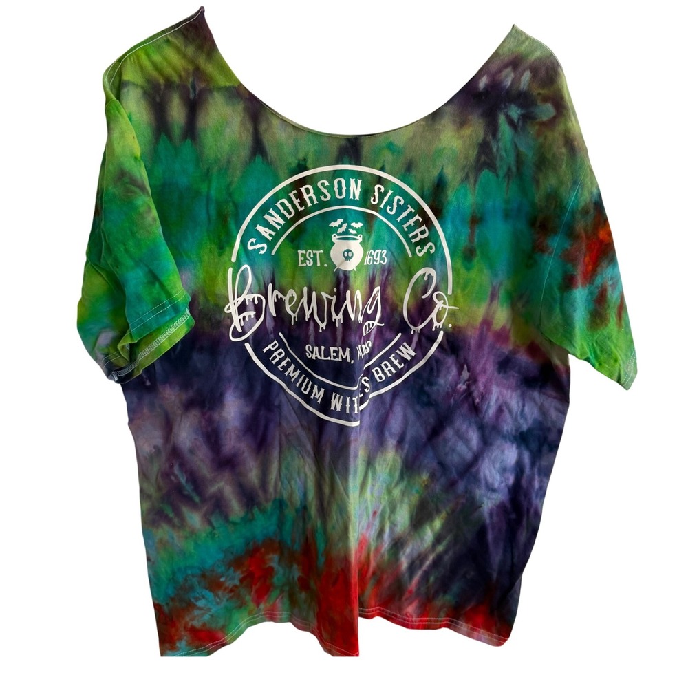 Sanderson Sisters Brewing Co Tie Dye Graphic Tee Hocus Pocus Salem Mass Green XL